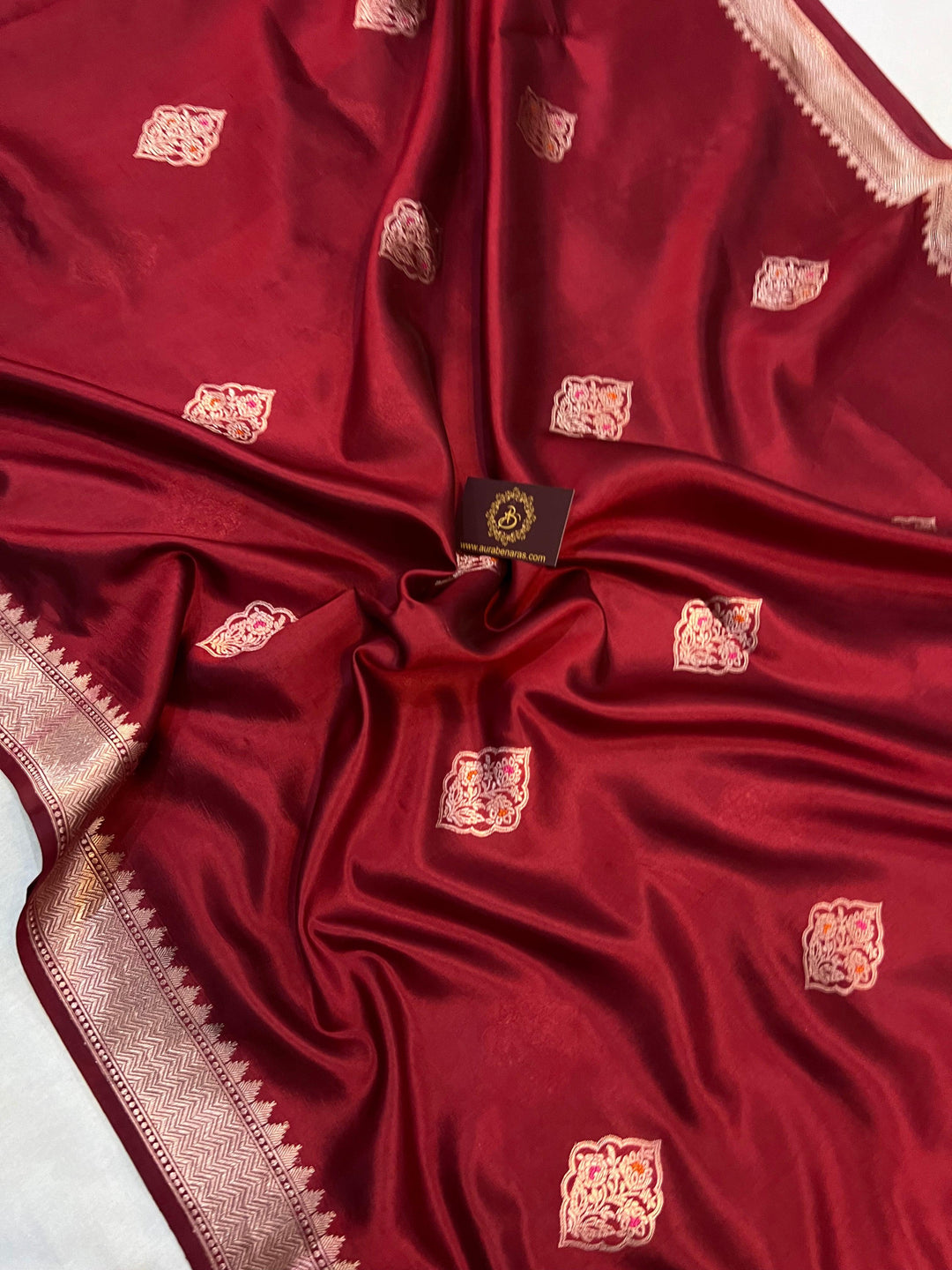 Maroon Pure Banarasi Handloom Silk Saree | Aura Benaras