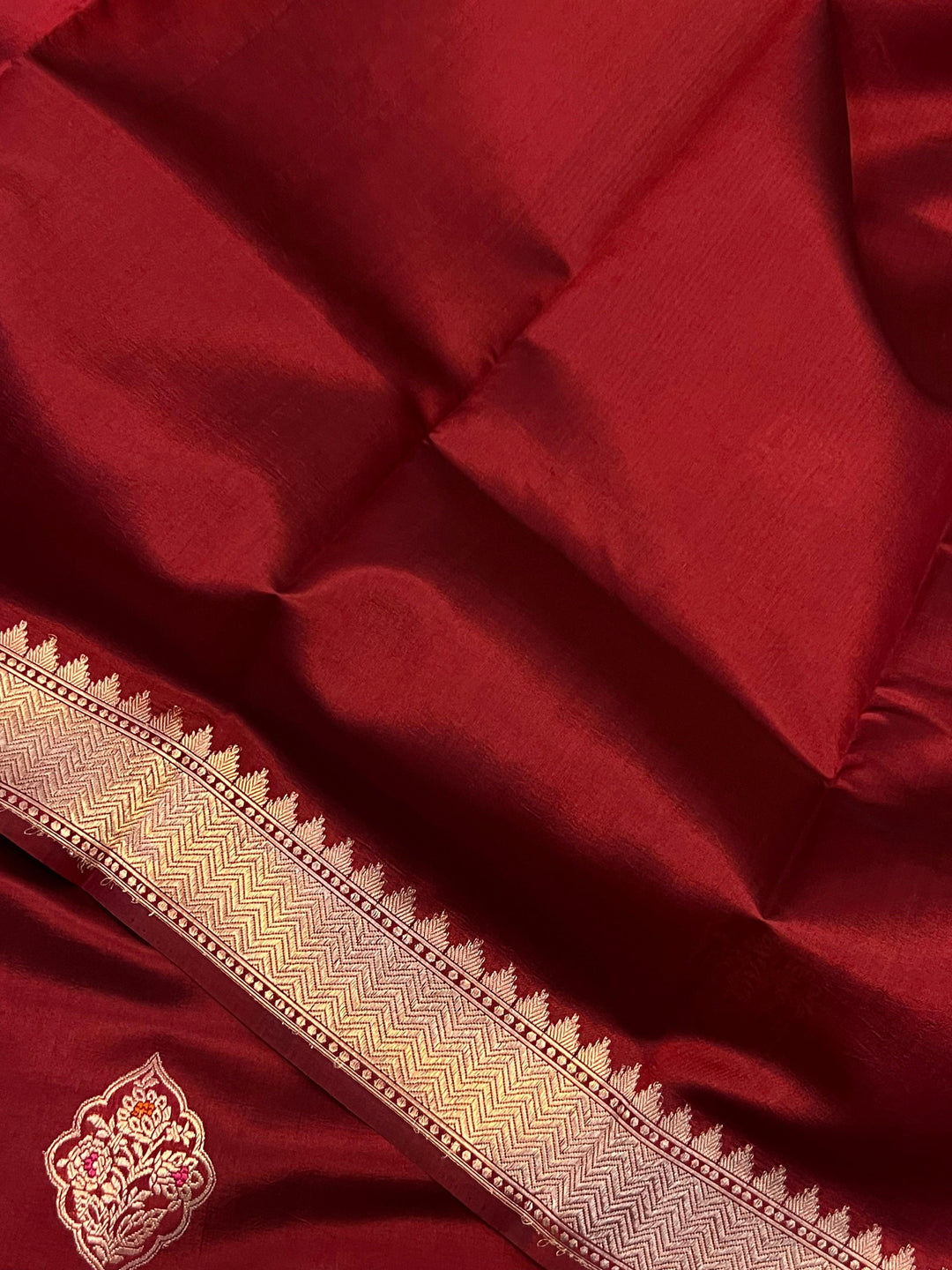Maroon Pure Banarasi Handloom Silk Saree | Aura Benaras