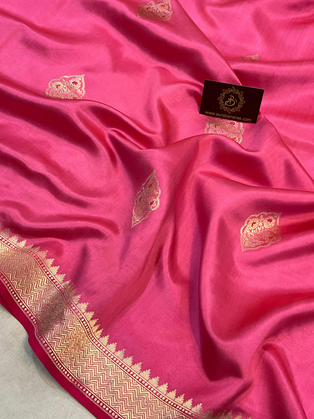Buy Pink Pure Banarasi Handloom Silk Saree | Aura Benaras
