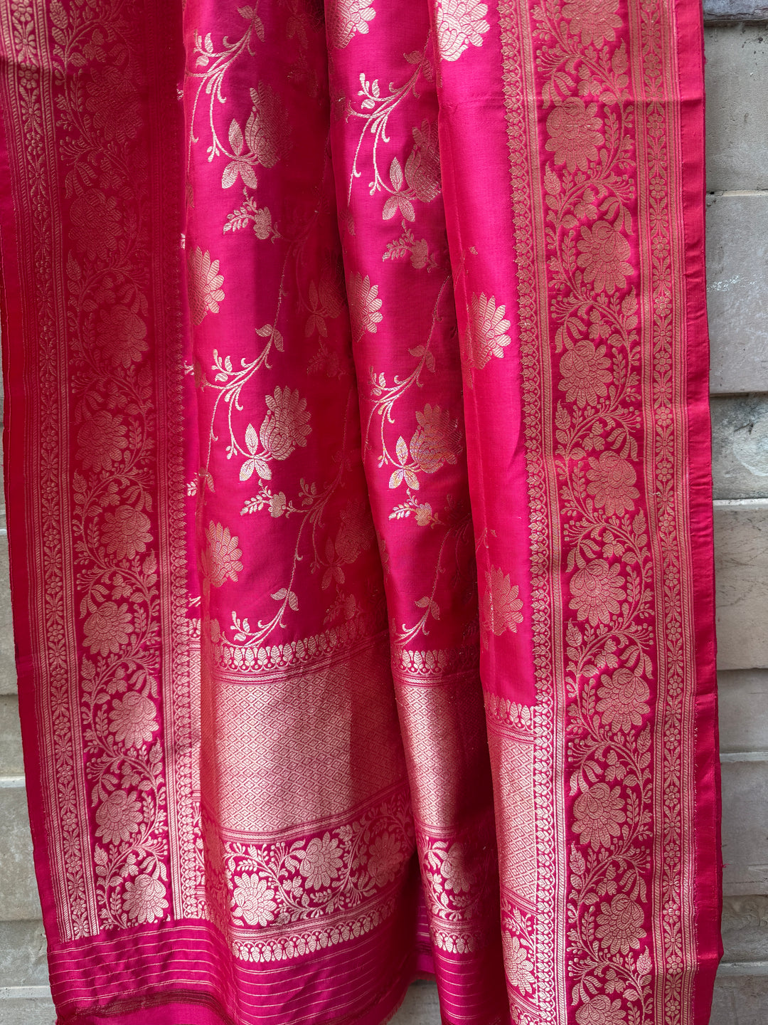 Rani Pink Pure Banarasi Handloom Katan Silk Dupatta 