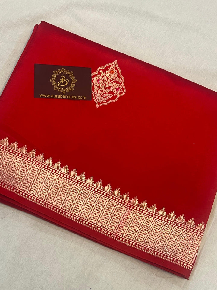 Buy Red Pure Banarasi Handloom Silk Saree | Aura Benaras