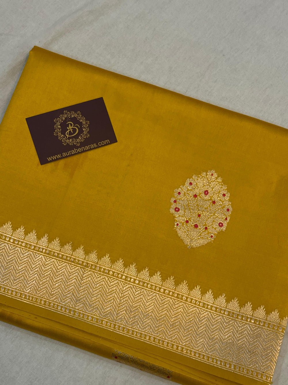 Yellow Pure Banarasi Handloom Silk Saree | Aura Benaras