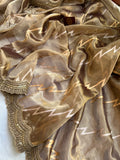 Goldenish Brown Banarasi Handloom Organza Tissue Silk Saree - Aura Benaras