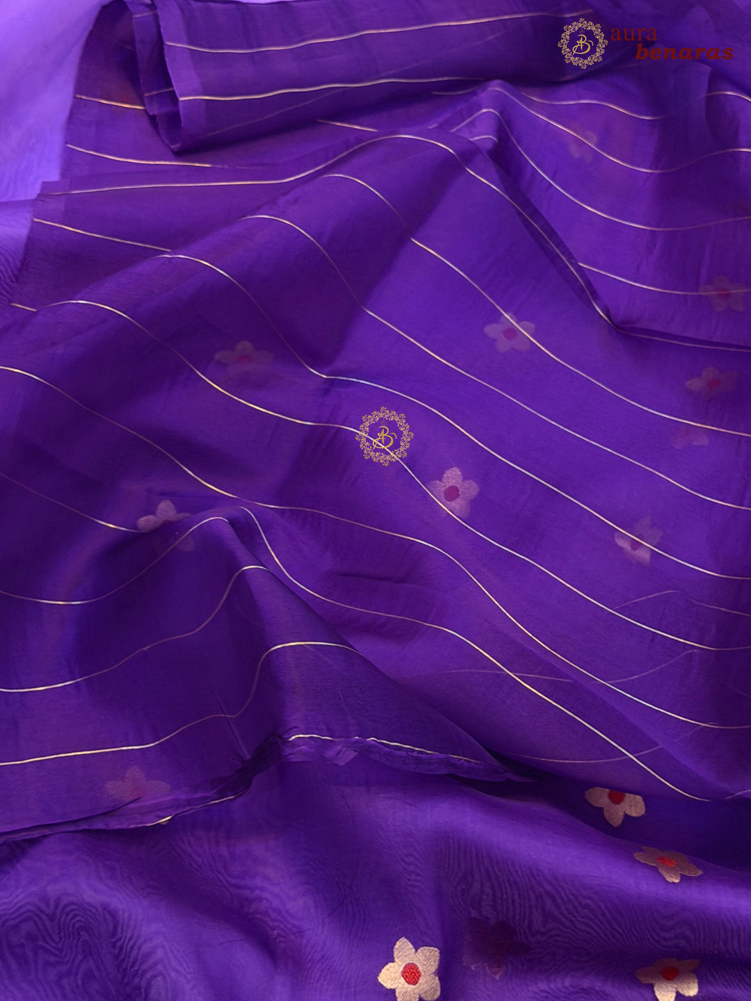 Purple Pure Kora Silk Banarasi Saree with Kadhwa Zari Butas