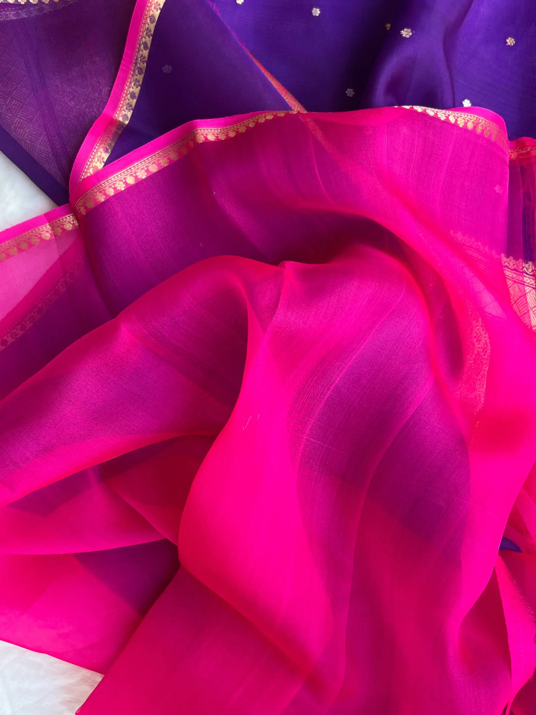 Purple Kora Silk Banarasi Saree with Zari Butis 