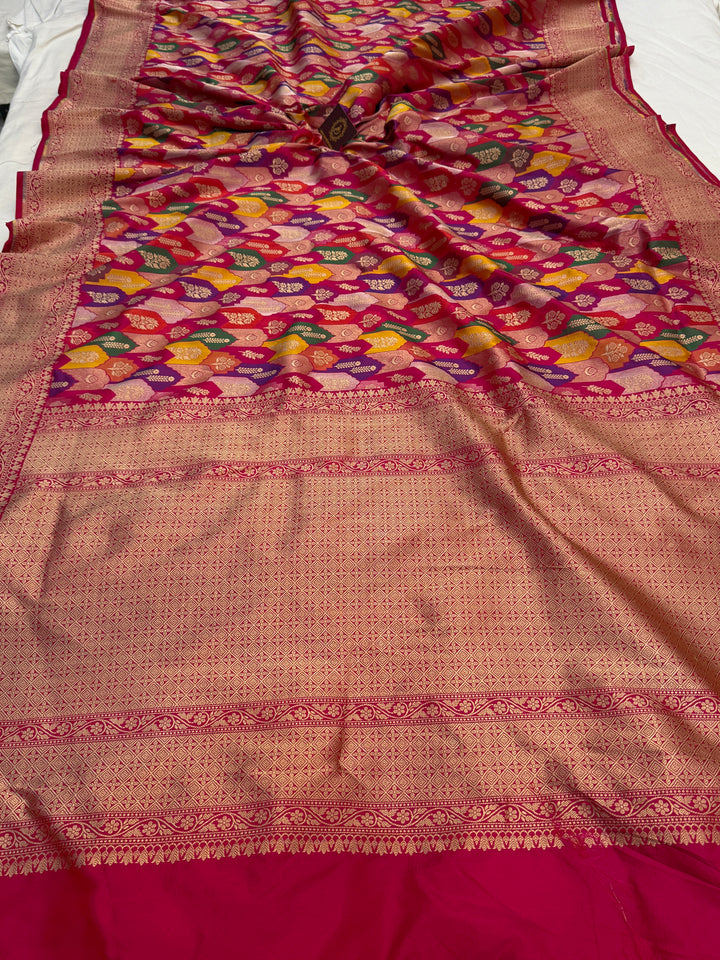 Buy Rani Pink Rangkaat Banarasi Katan Silk Saree 