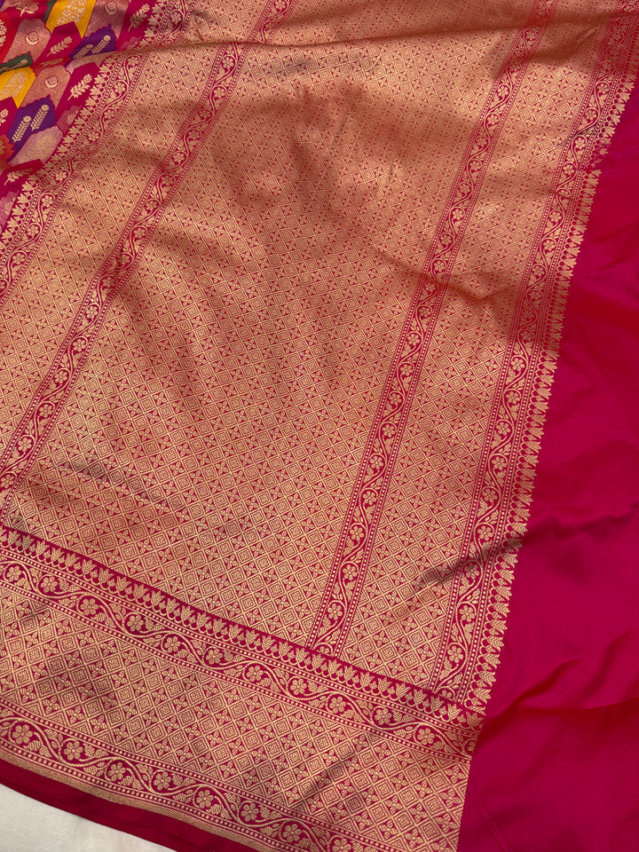 Buy Rani Pink Rangkaat Banarasi Katan Silk Saree 