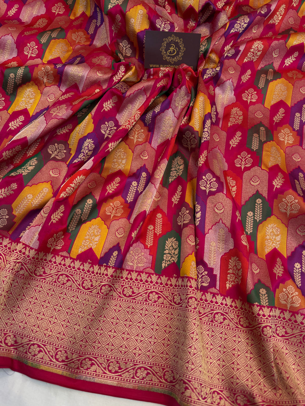Buy Rani Pink Rangkaat Banarasi Katan Silk Saree 