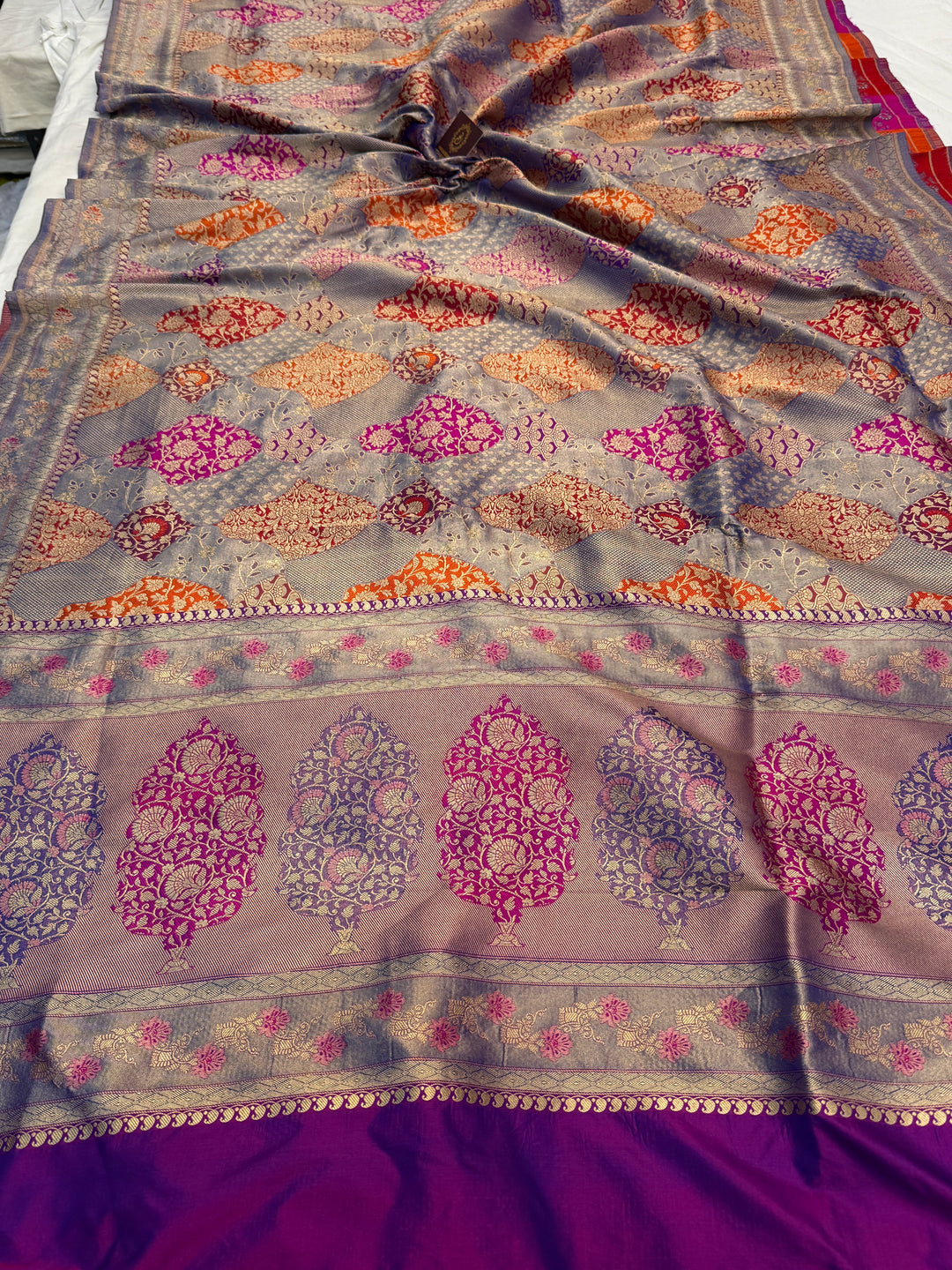 Purple Pure Katan silk Handloom Banarasi Saree
