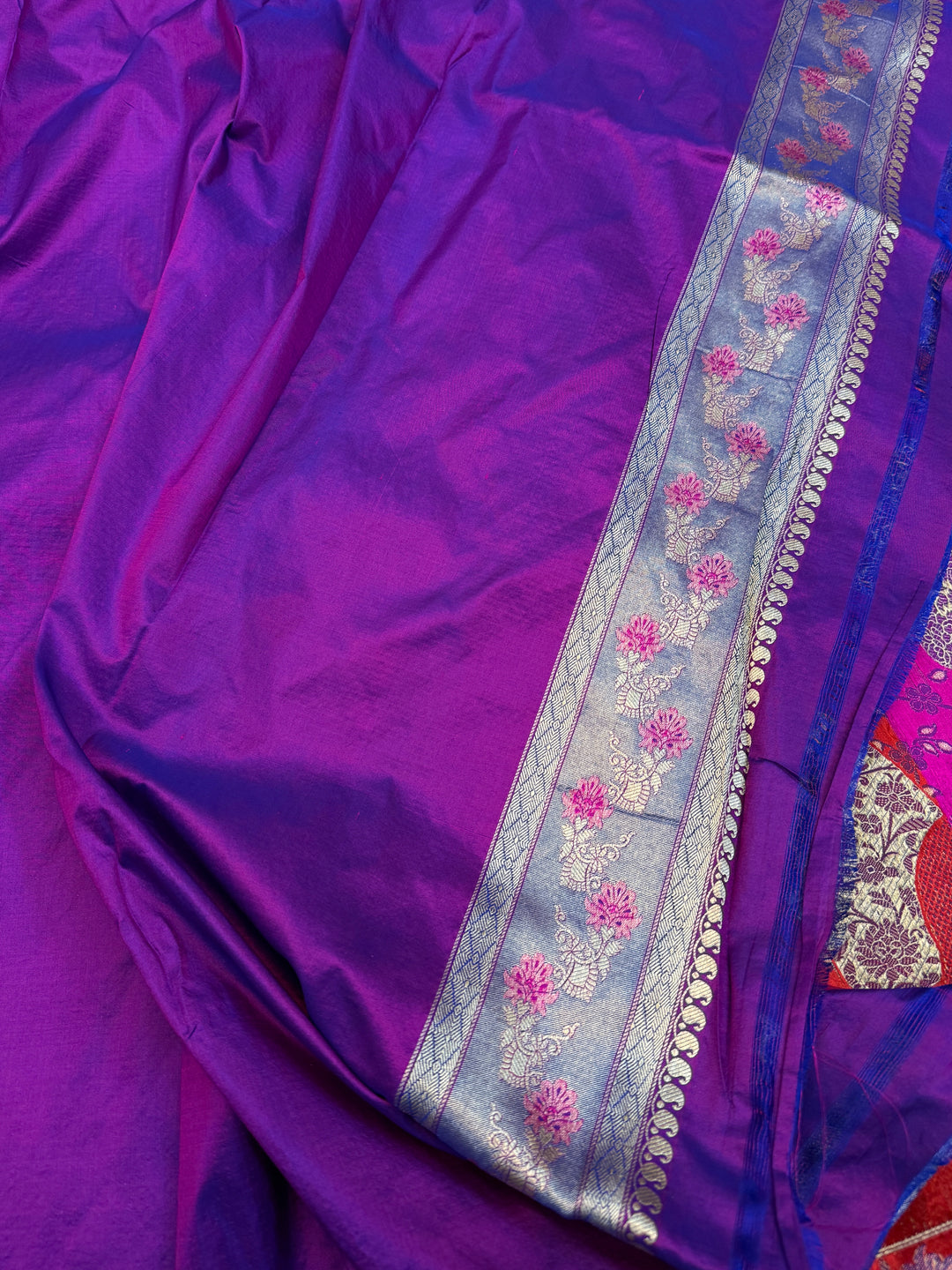 Purple Pure Katan silk Handloom Banarasi Saree