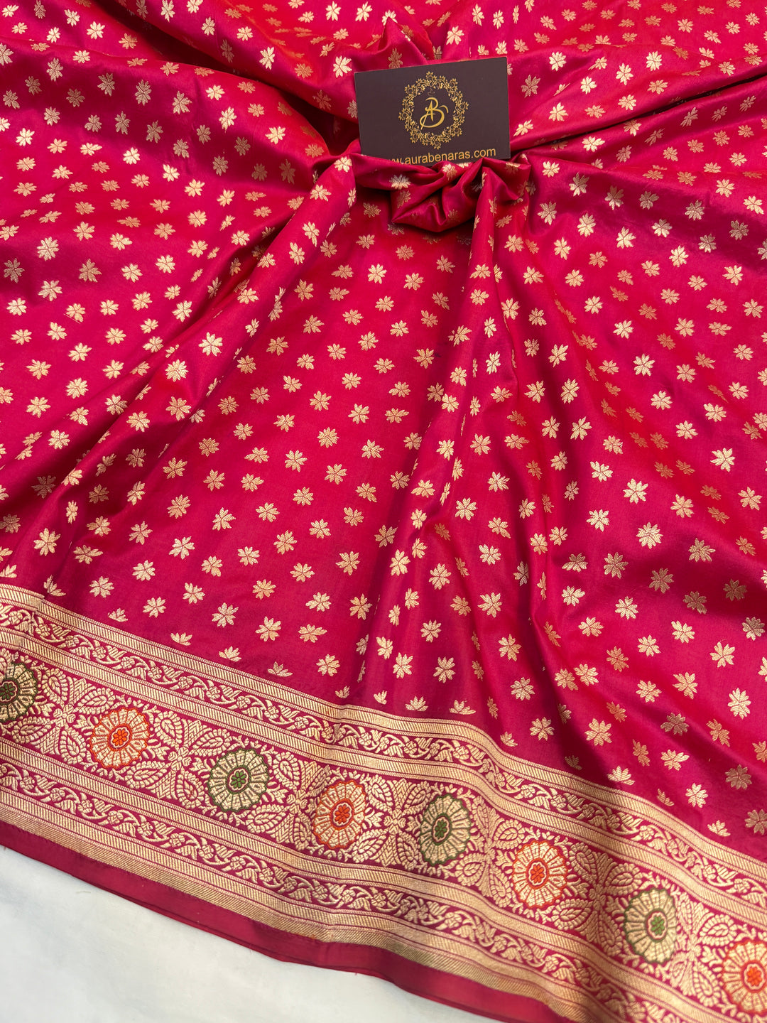 Rani Pink Pure Katan Silk Banarasi Saree with Meenakari Pallu