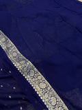 Navy Blue Pure Banarasi Khaddi Georgette Saree - Aura Benaras