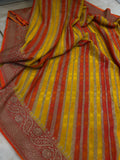 Yellow Rangkat Pure Banarasi Khaddi Georgette Saree - Aura Benaras