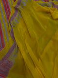 Yellow Rangkat Pure Banarasi Khaddi Georgette Saree - Aura Benaras