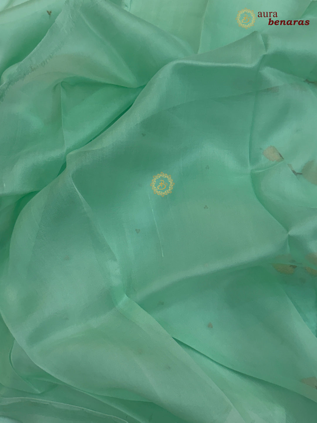 Pastel Sea Green Kora Silk Banarasi Saree Kadhwa Butis 