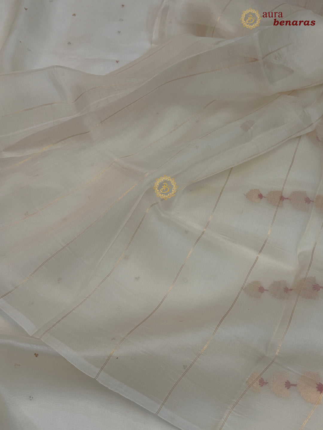 Off White Kora Silk Banarasi Saree Kadhwa Butis 