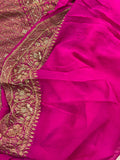 Rani Pink Zardozi Handloom Pure Georgette Silk Saree - Aura Benaras