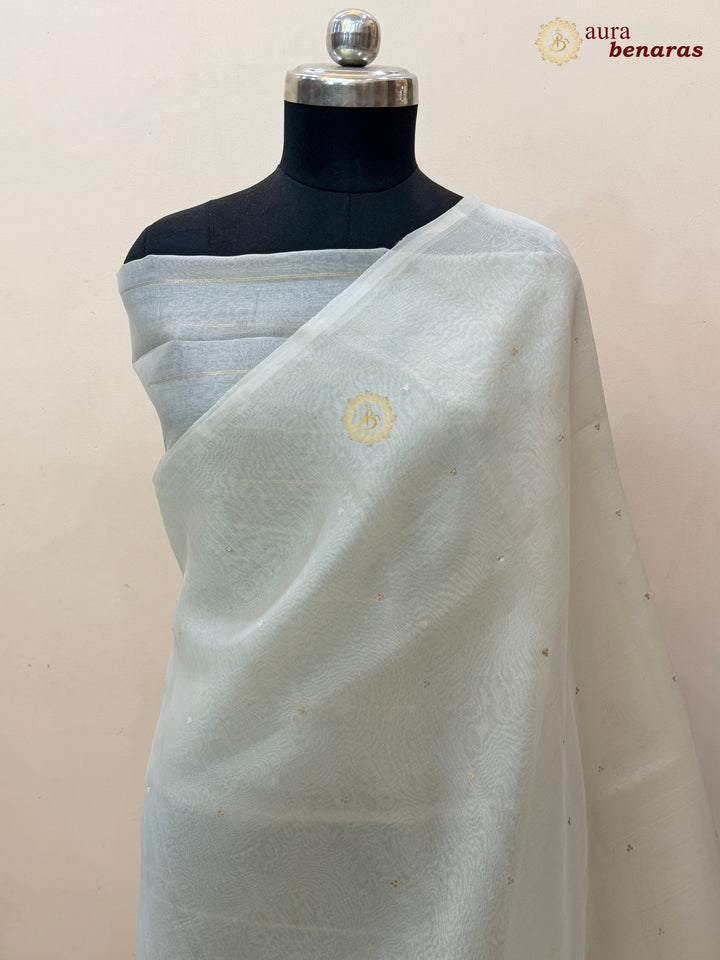 Off White Kora Silk Banarasi Saree Kadhwa Butis 