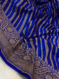 Blue Rangkat Pure Banarasi Khaddi Georgette Saree - Aura Benaras