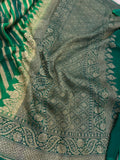 Green Rangkat Pure Banarasi Khaddi Georgette Saree - Aura Benaras