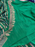 Green Rangkat Pure Banarasi Khaddi Georgette Saree - Aura Benaras