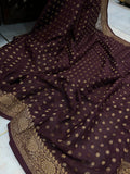 Coffee Brown Pure Banarasi Khaddi Georgette Saree - Aura Benaras