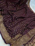 Coffee Brown Pure Banarasi Khaddi Georgette Saree - Aura Benaras