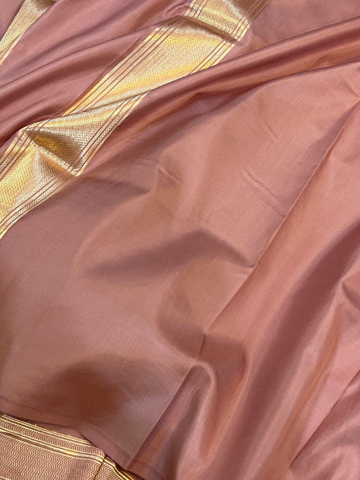 Old Rose Banarasi Handloom Katan Silk Saree - Aura Benaras