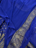 Deep Blue Pure Banarasi Khaddi Georgette Saree