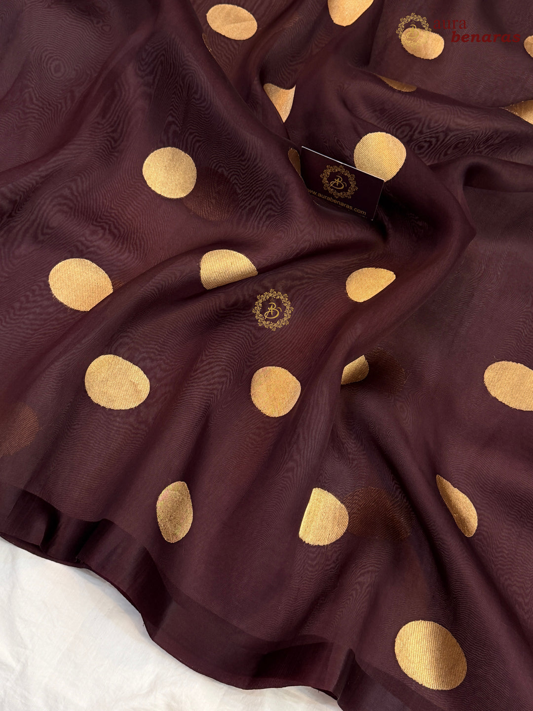 Coffee Brown Pure Banarasi Handloom Silk Saree - Aura Benaras
