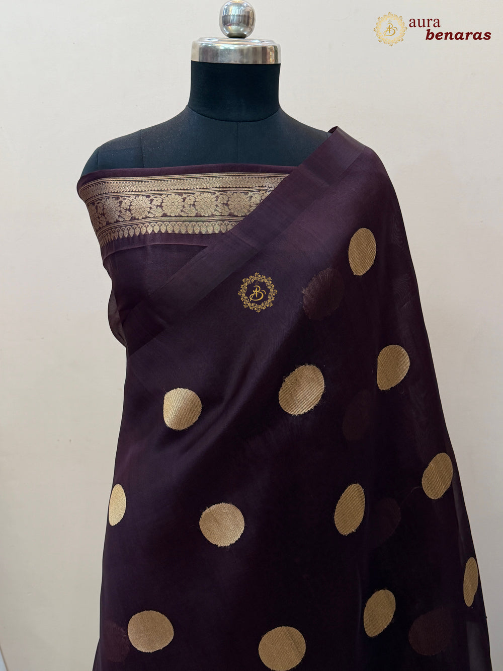 Coffee Brown Pure Banarasi Handloom Silk Saree - Aura Benaras