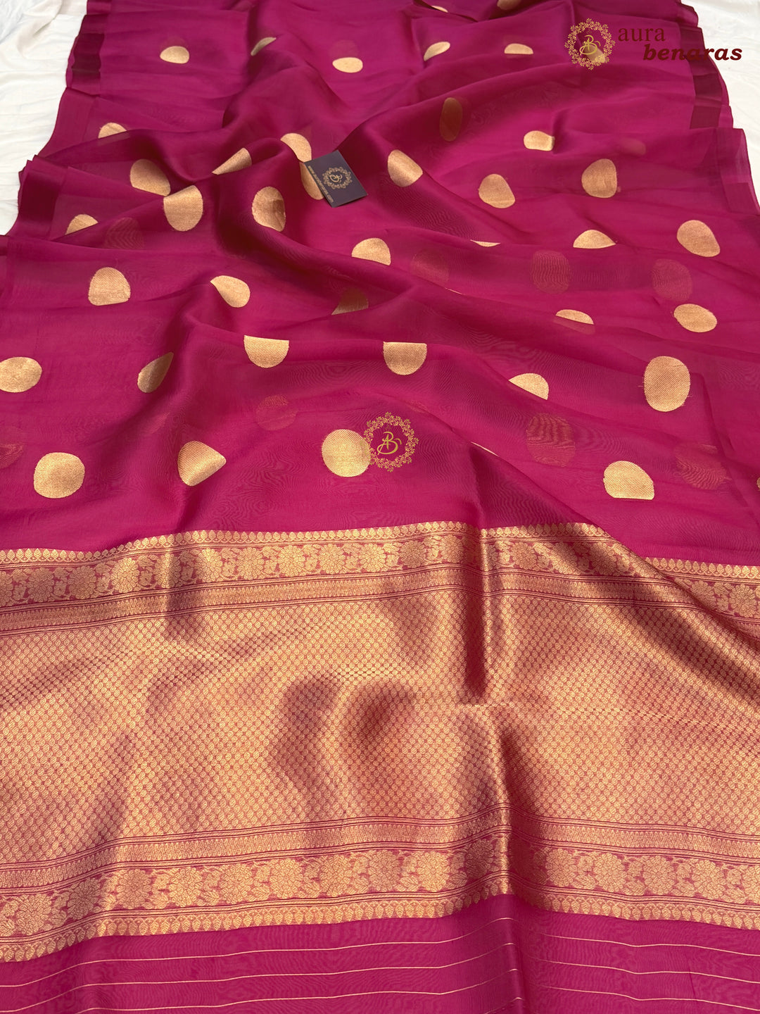 Rani Pink Pure Banarasi Handloom Silk Saree - Aura Benaras