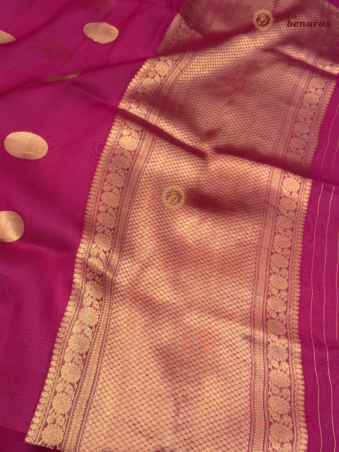 Rani Pink Pure Banarasi Handloom Silk Saree - Aura Benaras
