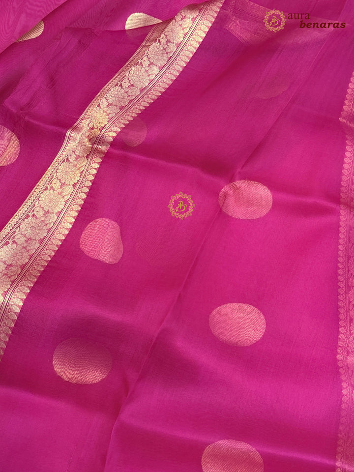 Rani Pink Pure Banarasi Handloom Silk Saree - Aura Benaras