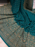 Rama Green Pure Banarasi Khaddi Georgette Saree - Aura Benaras