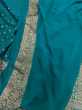 Rama Green Pure Banarasi Khaddi Georgette Saree - Aura Benaras