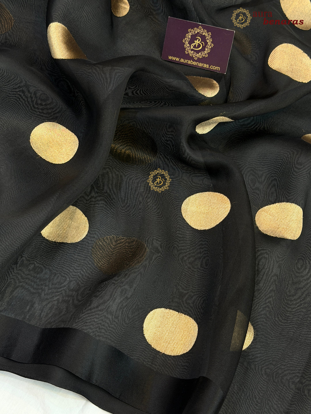 Black Pure Banarasi Handloom Silk Saree - Aura Benaras