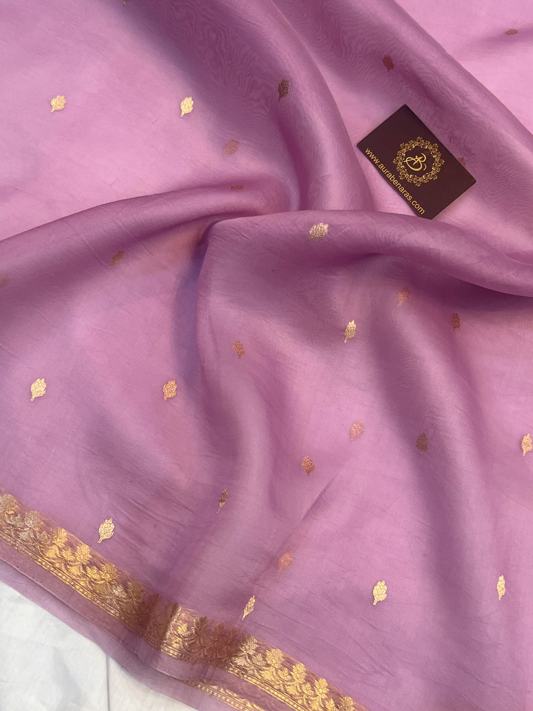Lavender Kora Silk Handloom Banarasi Saree | Kadhwa Butis 