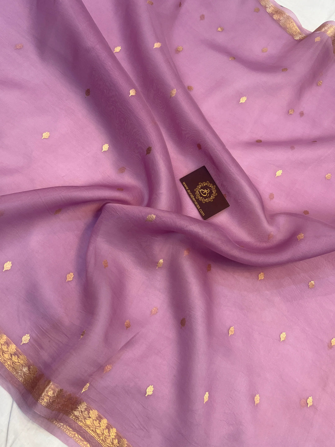 Lavender Kora Silk Handloom Banarasi Saree | Kadhwa Butis 