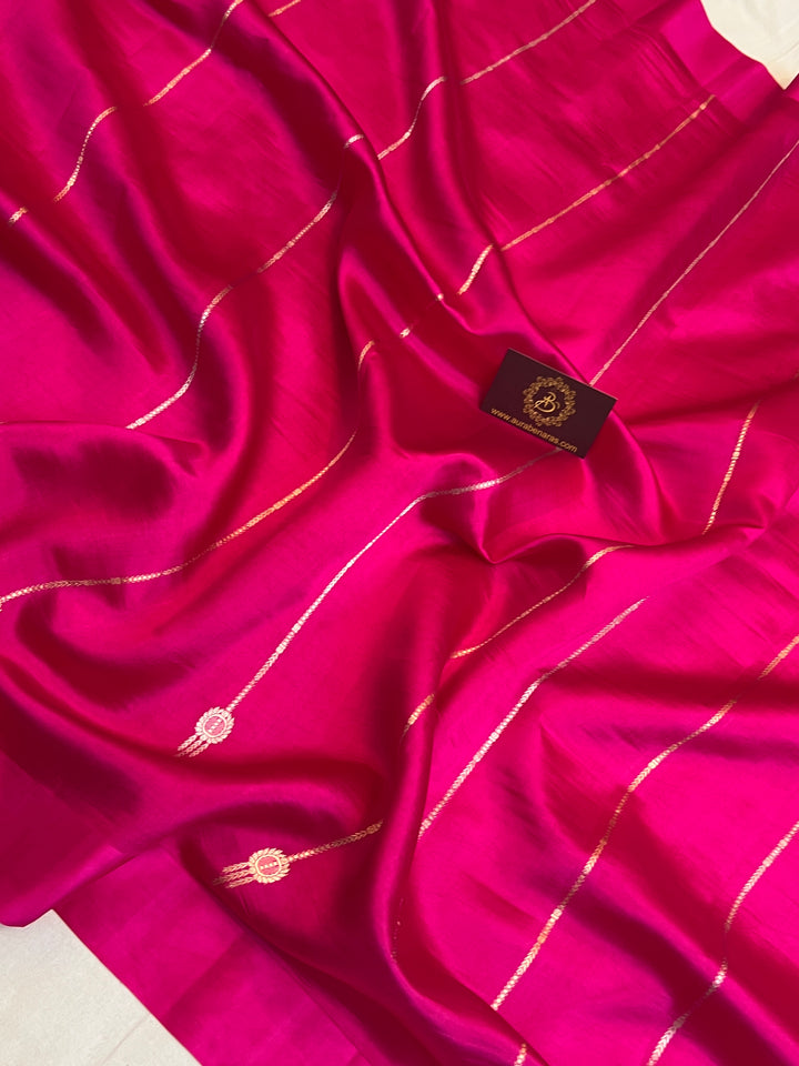 Rani Pink Pure Silk Handloom Banarasi Saree