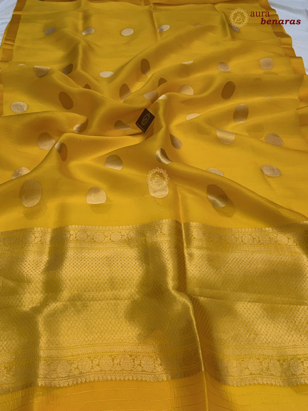 Yellow Pure Banarasi Handloom Silk Saree - Aura Benaras