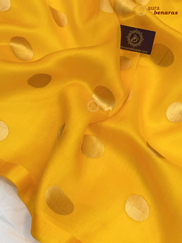 Yellow Pure Banarasi Handloom Silk Saree - Aura Benaras
