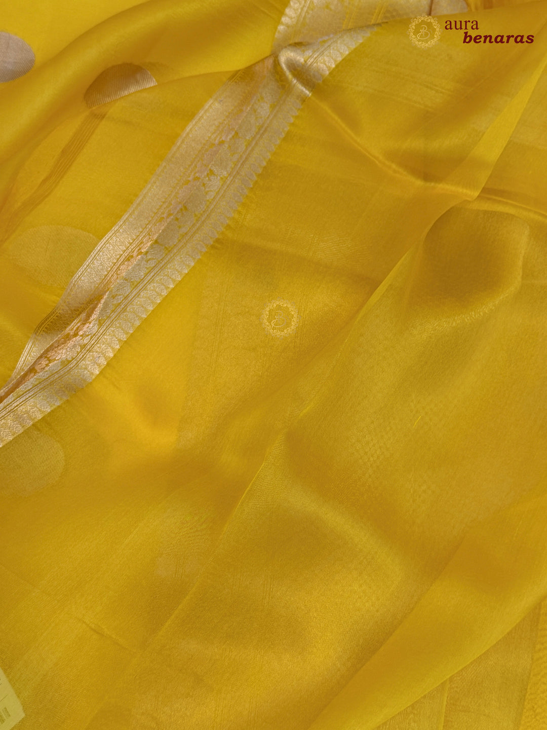Yellow Pure Banarasi Handloom Silk Saree - Aura Benaras