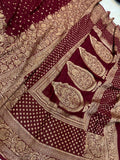 Maroon Pure Banarasi Khaddi Georgette Saree - Aura Benaras