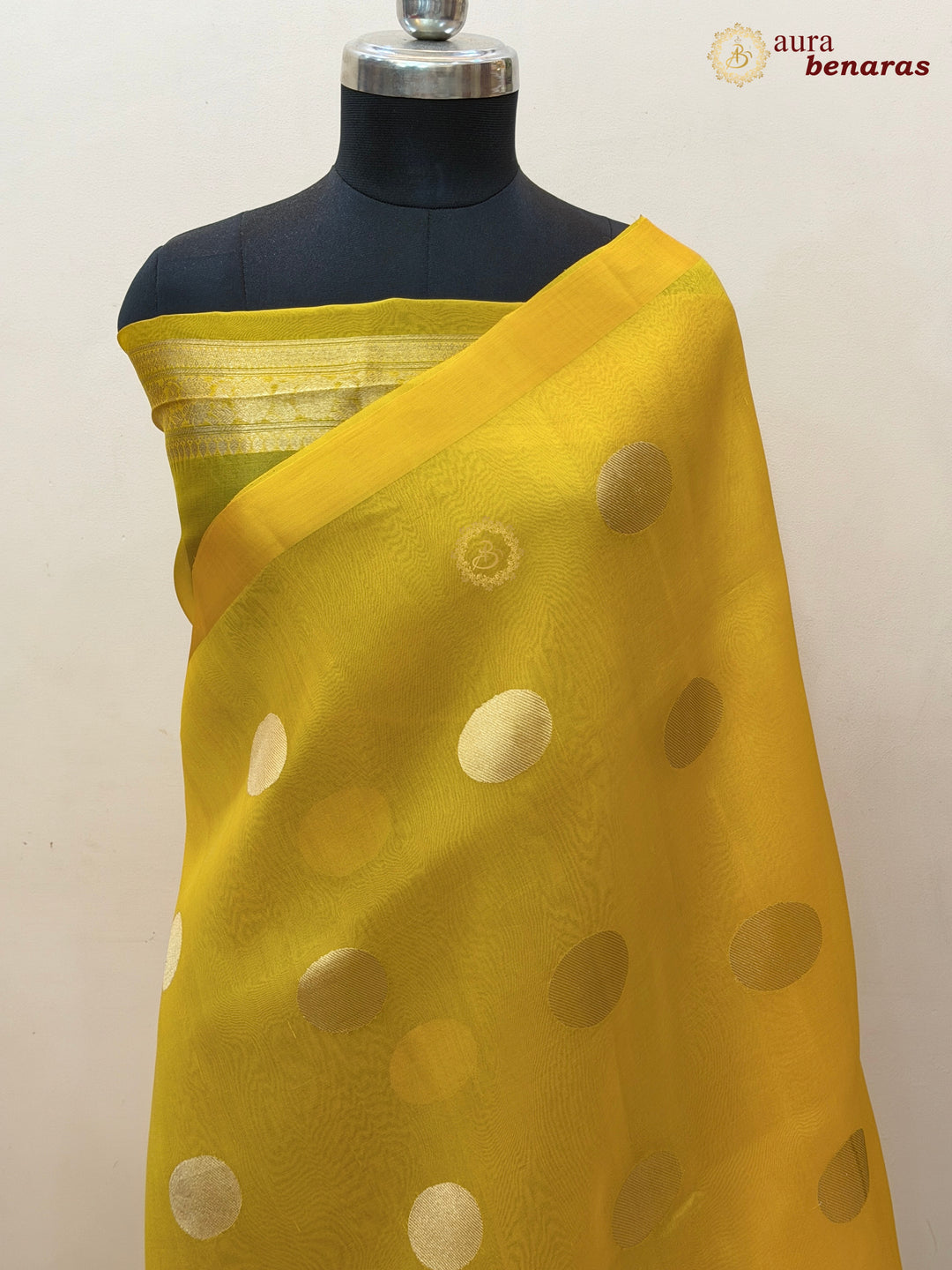 Yellow Pure Banarasi Handloom Silk Saree - Aura Benaras