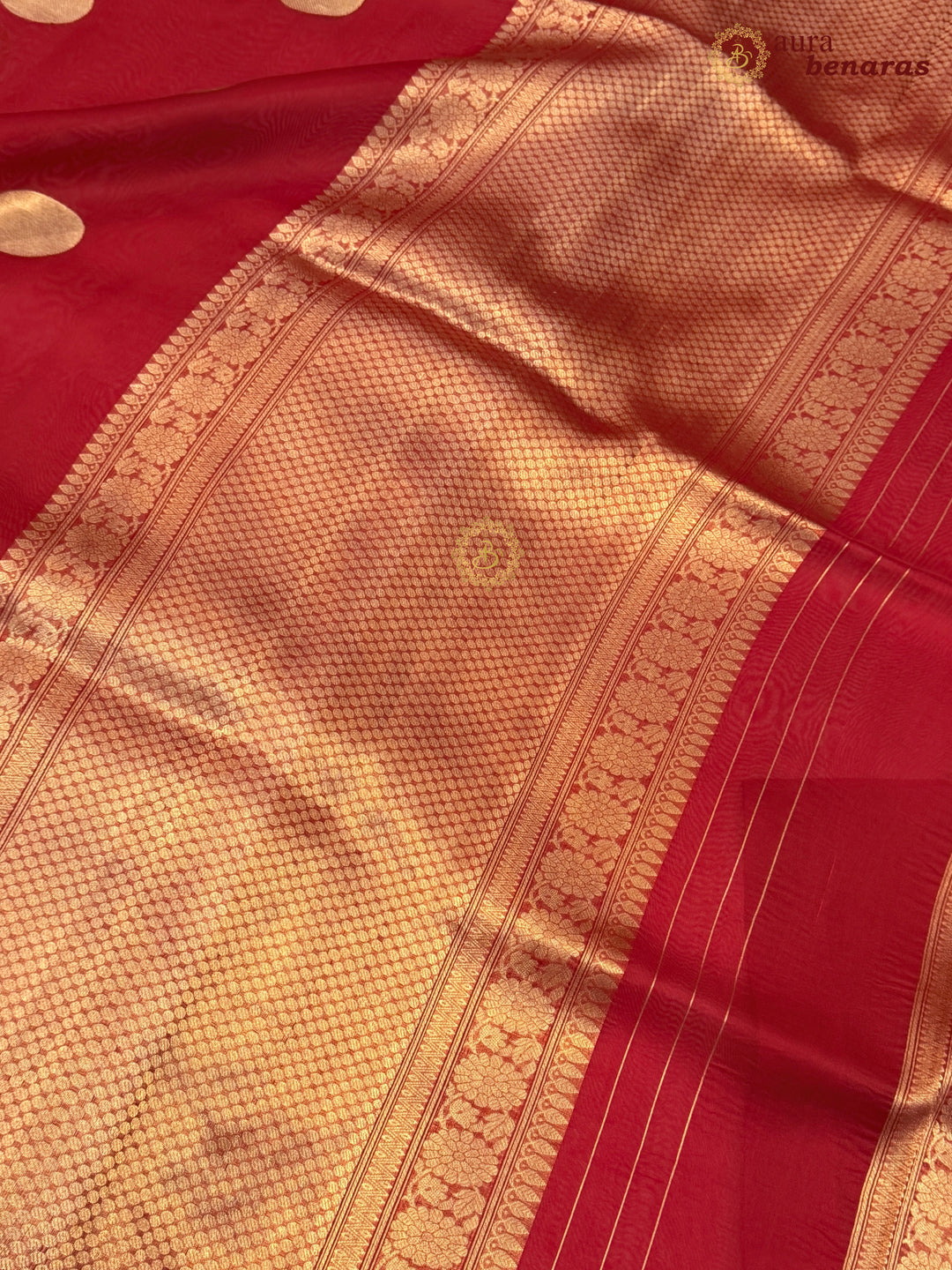 Red Pure Banarasi Handloom Silk Saree - Aura Benaras
