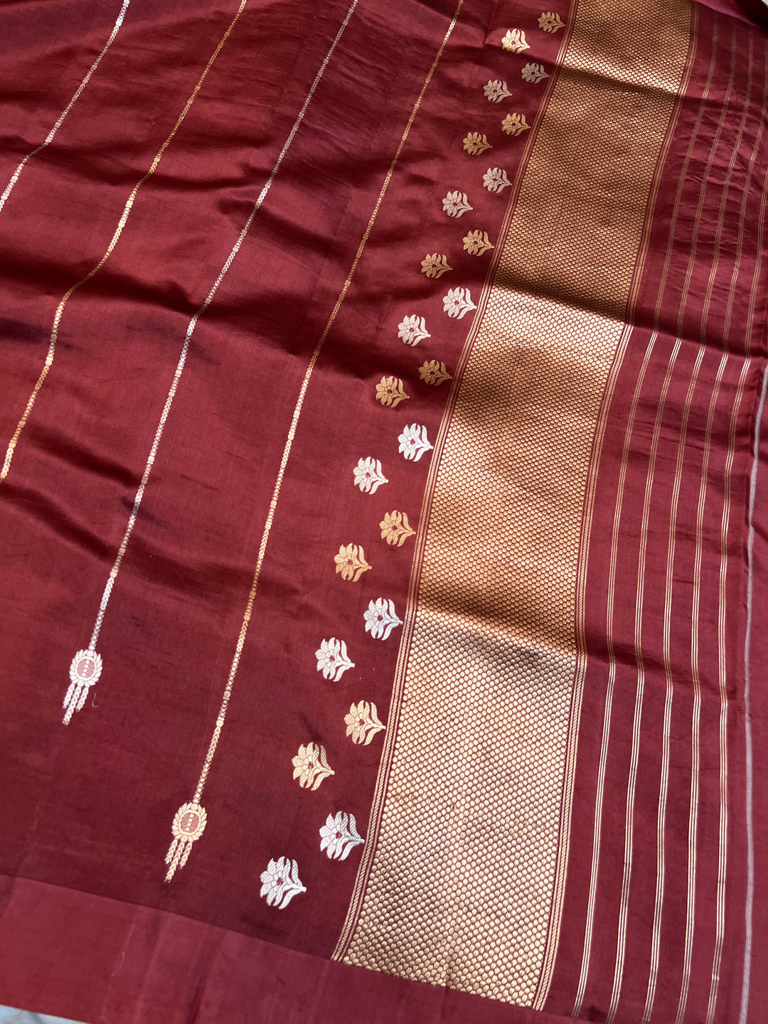 Maroon Pure Silk Handloom Banarasi Saree