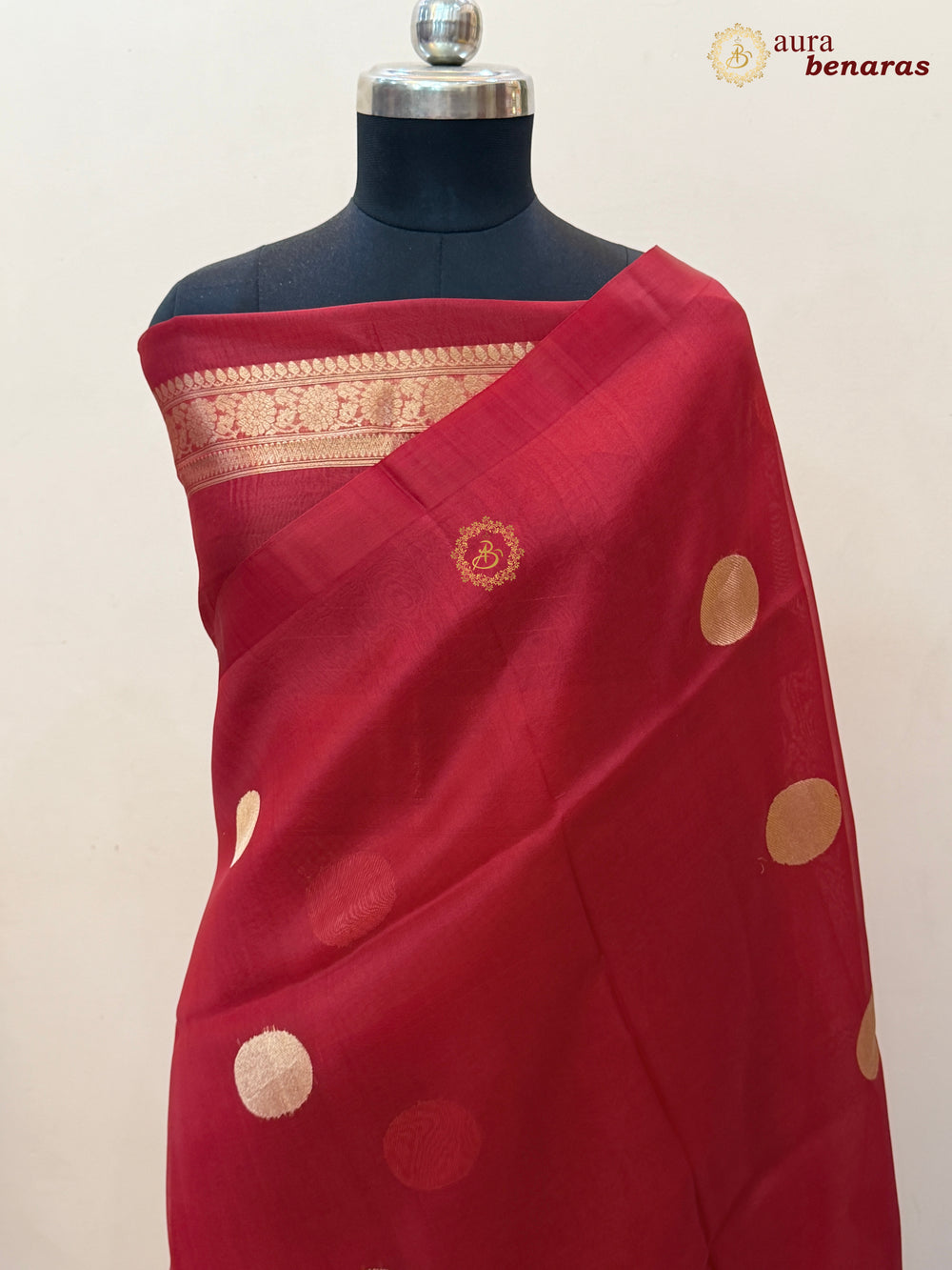 Red Pure Banarasi Handloom Silk Saree - Aura Benaras
