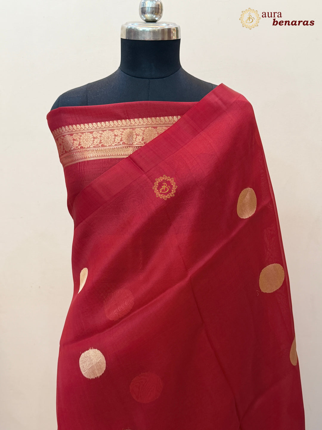 Red Pure Banarasi Handloom Silk Saree - Aura Benaras