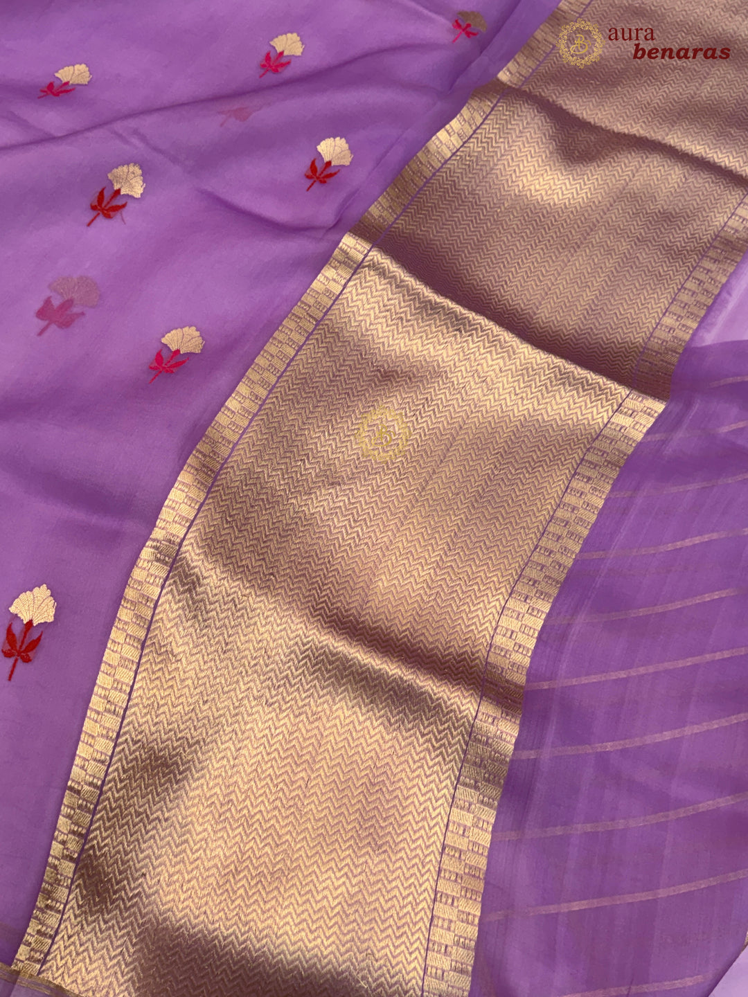 Lavender Silk Banarasi Saree with Kadhwa Zari & Meenakari